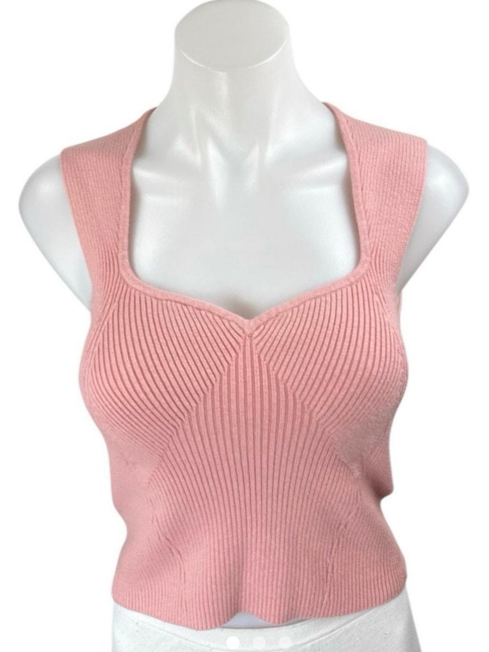 Abercrombie & Fitch Blush Pink Ribbed Square-Neck Crop Top
